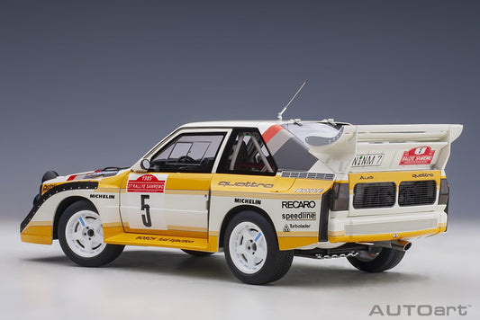 AutoArt Audi Sport Quattro S1 Rally San Remo 1985 Winner W. Röhrl/C. Geistdörfer 5 1:18 Modell