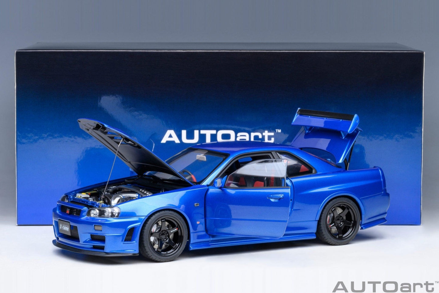 AutoArt Nissan Skyline GT-R (R34) Z - tune - Bayside Blue 1:18 Modell_Artexio