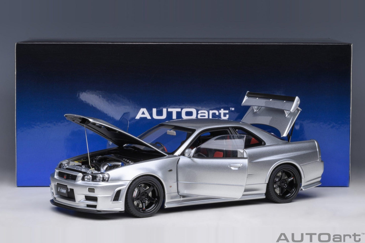 AutoArt Nissan Skyline GT - R (R34) Z - tune - Z - tune Silver 1:18 Modell