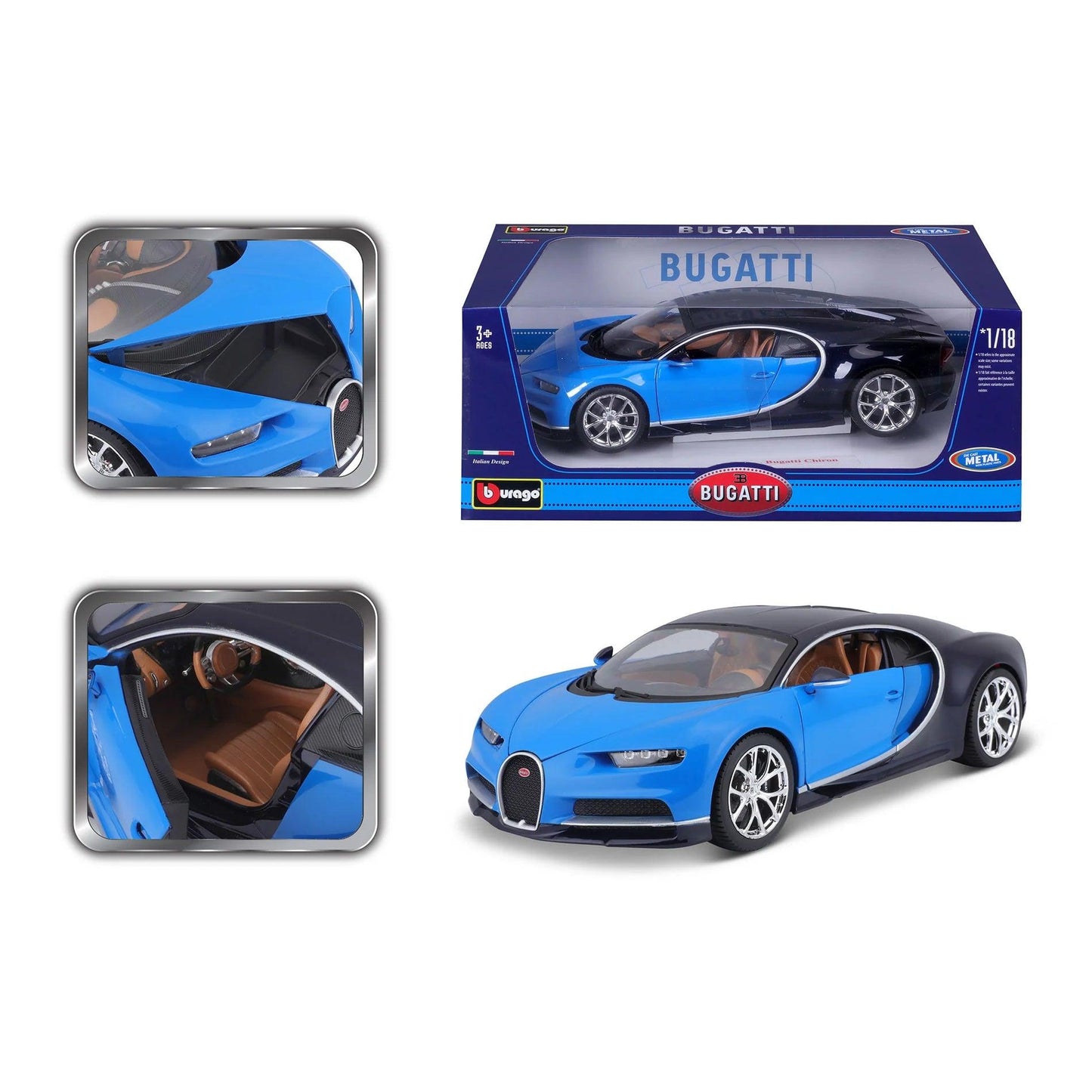 Bburago Bugatti Chiron Blue/Black 1:18 Modell