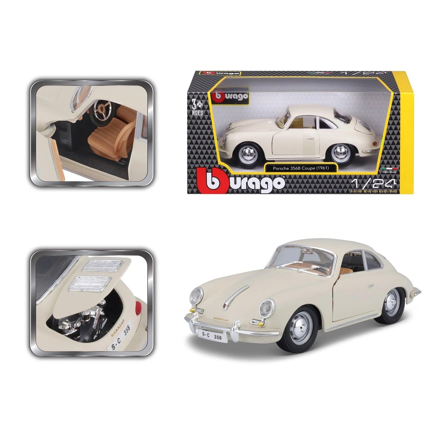 Bburago Porsche 356 B Coupe 1961 - White 1:24 Modell