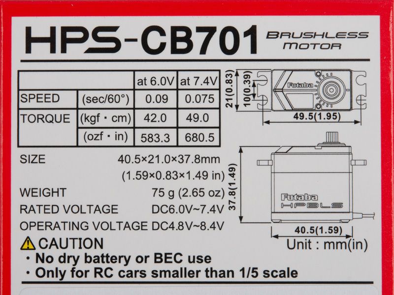 Futaba HPS CB701 RC Auto 0,07s/49,0kg S.BUS2 HV Servo