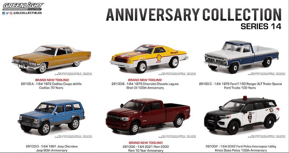 Greenlight Anniversary Collection Series 14 (Set mit 6 Modellwagen) 1:64 Modelle