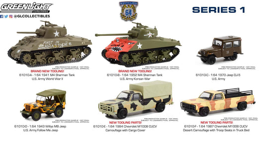 Greenlight Battalion 64 Series 1 (Set mit 6 Modellwagen) 1:64 Modelle