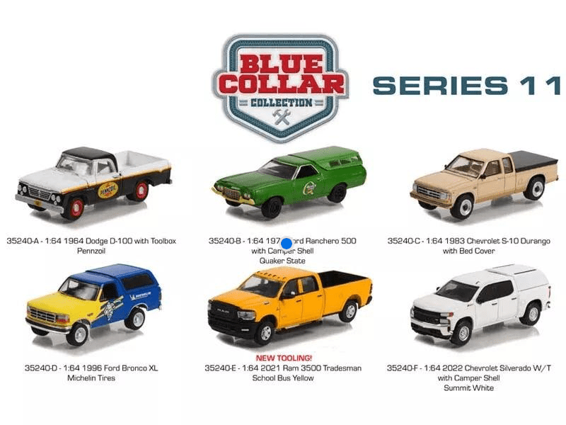 Greenlight Blue Collar Collection Series 11 (Set mit 6 Modellwagen) 1:64 Modelle