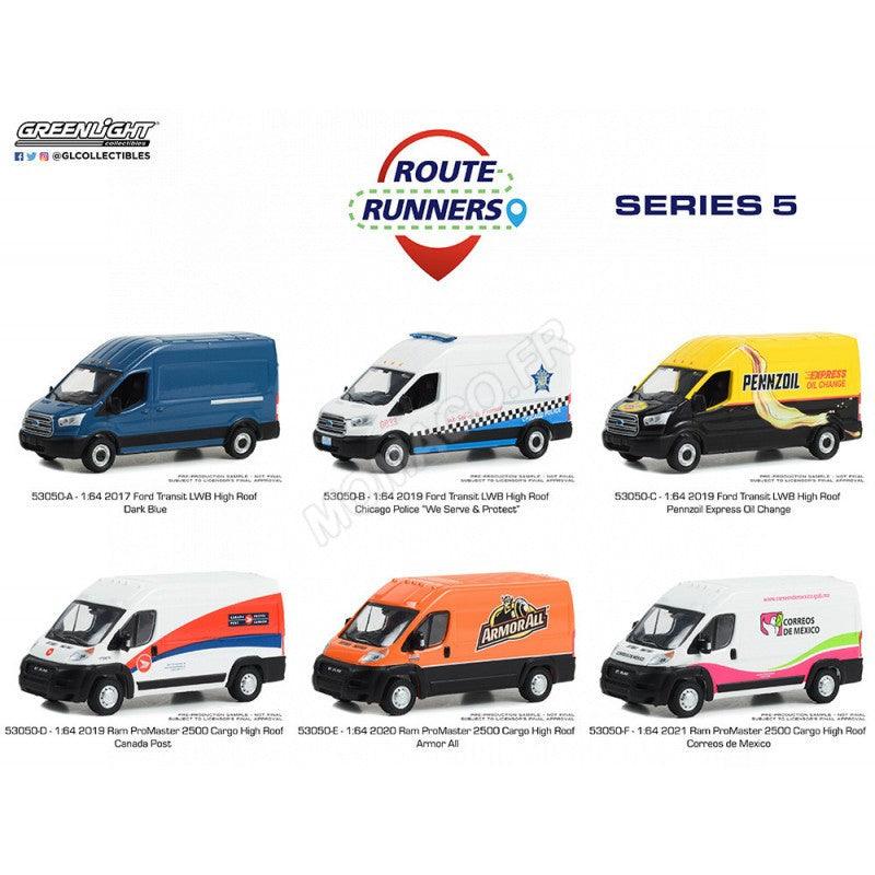 Greenlight Route Runners Series 5 (Set mit 6 Modellwagen) 1:64 Modelle