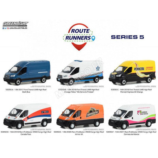 Greenlight Route Runners Series 5 (Set mit 6 Modellwagen) 1:64 Modelle