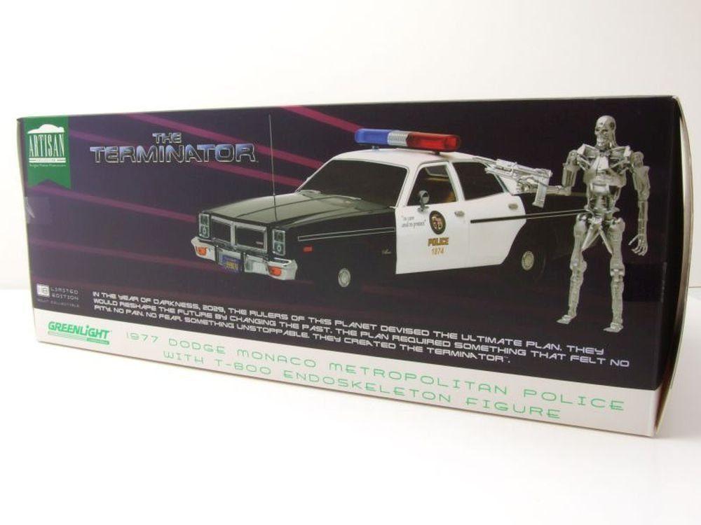 Greenlight The Terminator (1984) - 1977 Dodge Monaco Metropolitan Police with T-800 Endoskeleton Figure 1:18 Modell - Artexio