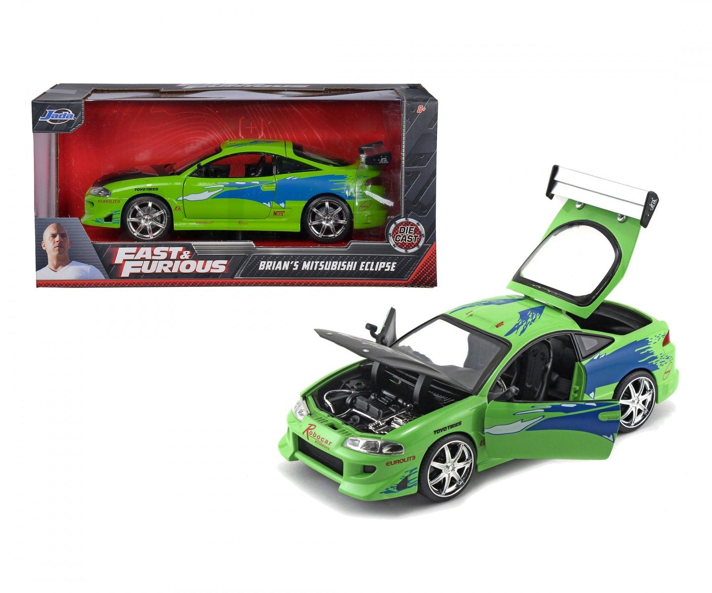 Jadatoys Brian's Mitsubishi Eclipse - Green The Fast & Furious 1:24 Modell