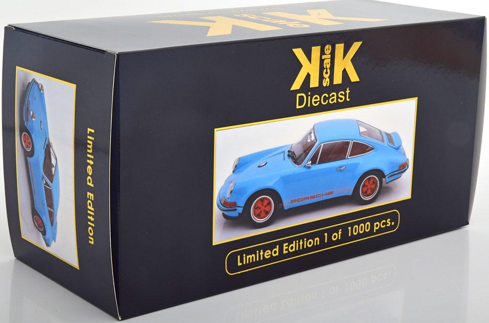 KK - Scale Singer Porsche 911 Coupe - Hellblau/Orange 1:18 Modell