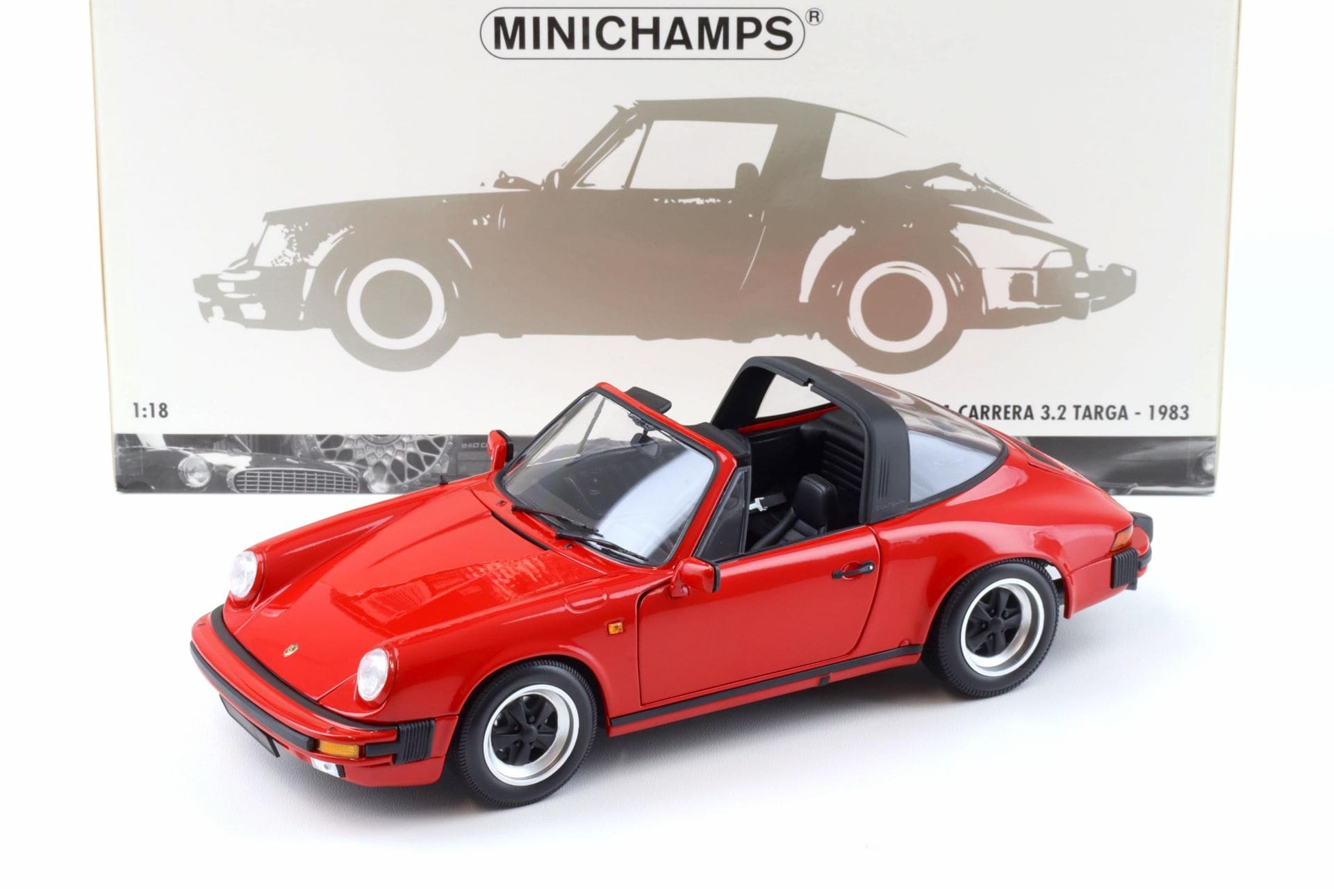 Minichamps Porsche 911 Carrera 3.2 Targa 1983 red 1:18 model | Artexio display picture 1