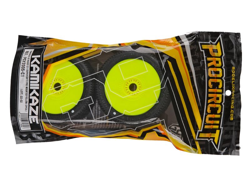 Procircuit Komplettrad KAMIKAZE V2 1:8 Buggy RC Reifen C1 Super Soft