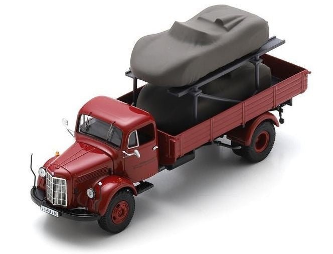 Schuco Mercedes - Benz L3500 Porsche - Renndienst with Porsche 718 RS 1:43 Modell