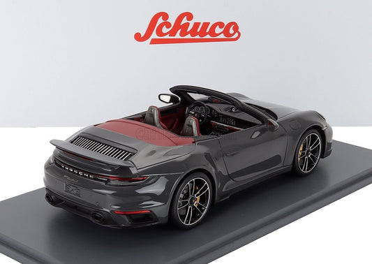 Schuco Porsche 992 Turbo S Cabriolet 2022 Agate Grey 1:18 Modell