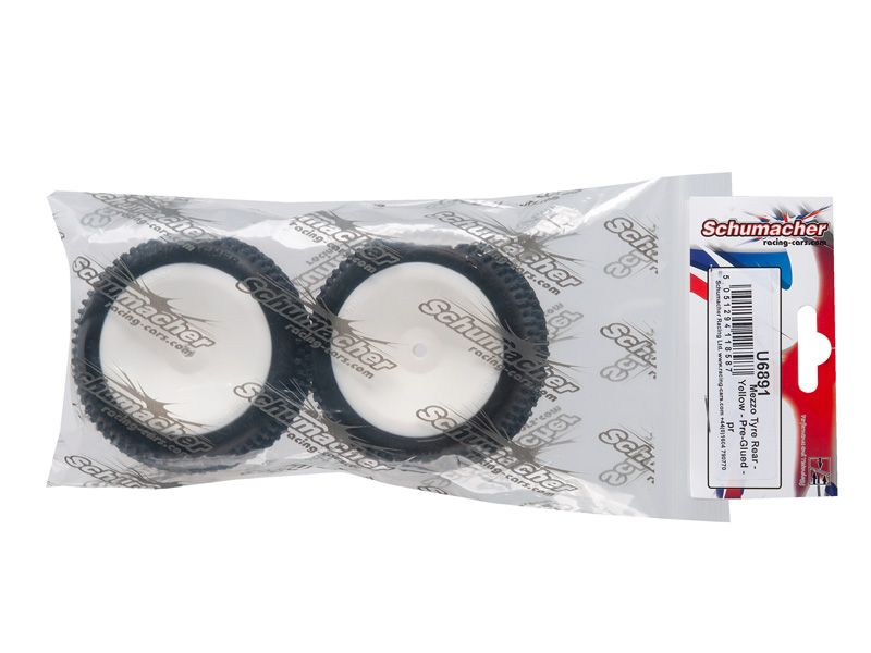 Schumacher 1:10 Komplettrad Mezzo gelb Offroad (2) EOS 2WD + 4WD Heckreifen