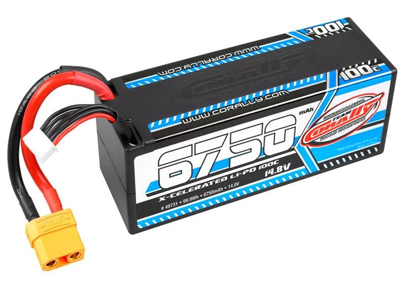 Team Corally X-Celerated 100C LiPo Battery - 6750 mAh - 14.8V - Stick 4S - Hard Wire - XT90