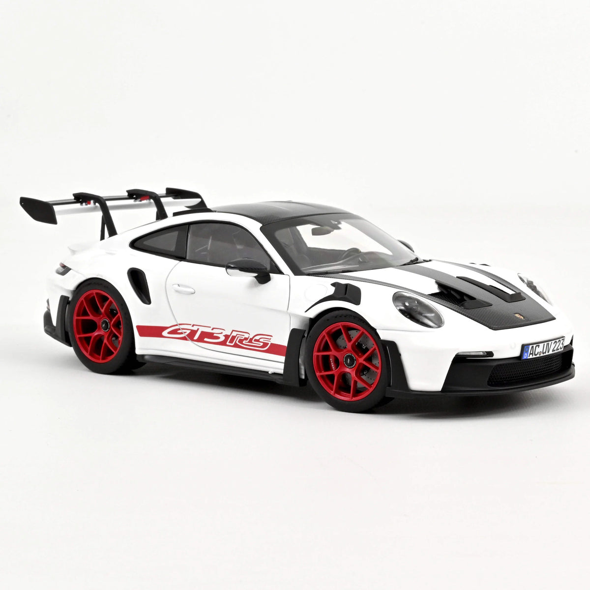 Norev Porsche 911 GT3 RS w/Weissach Pack 2022 - White/Pyro Red 1:18 Model
