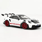 Norev Porsche 911 GT3 RS w/Weissach Pack 2022 - White/Pyro Red 1:18 Model