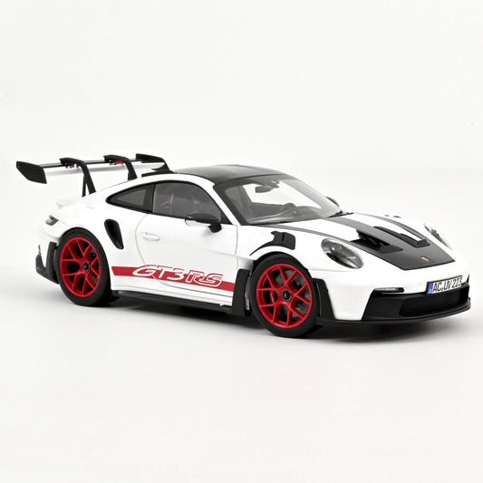 Norev Porsche 911 GT3 RS w/Weissach Pack 2022 - White/Pyro Red 1:18 Modell
