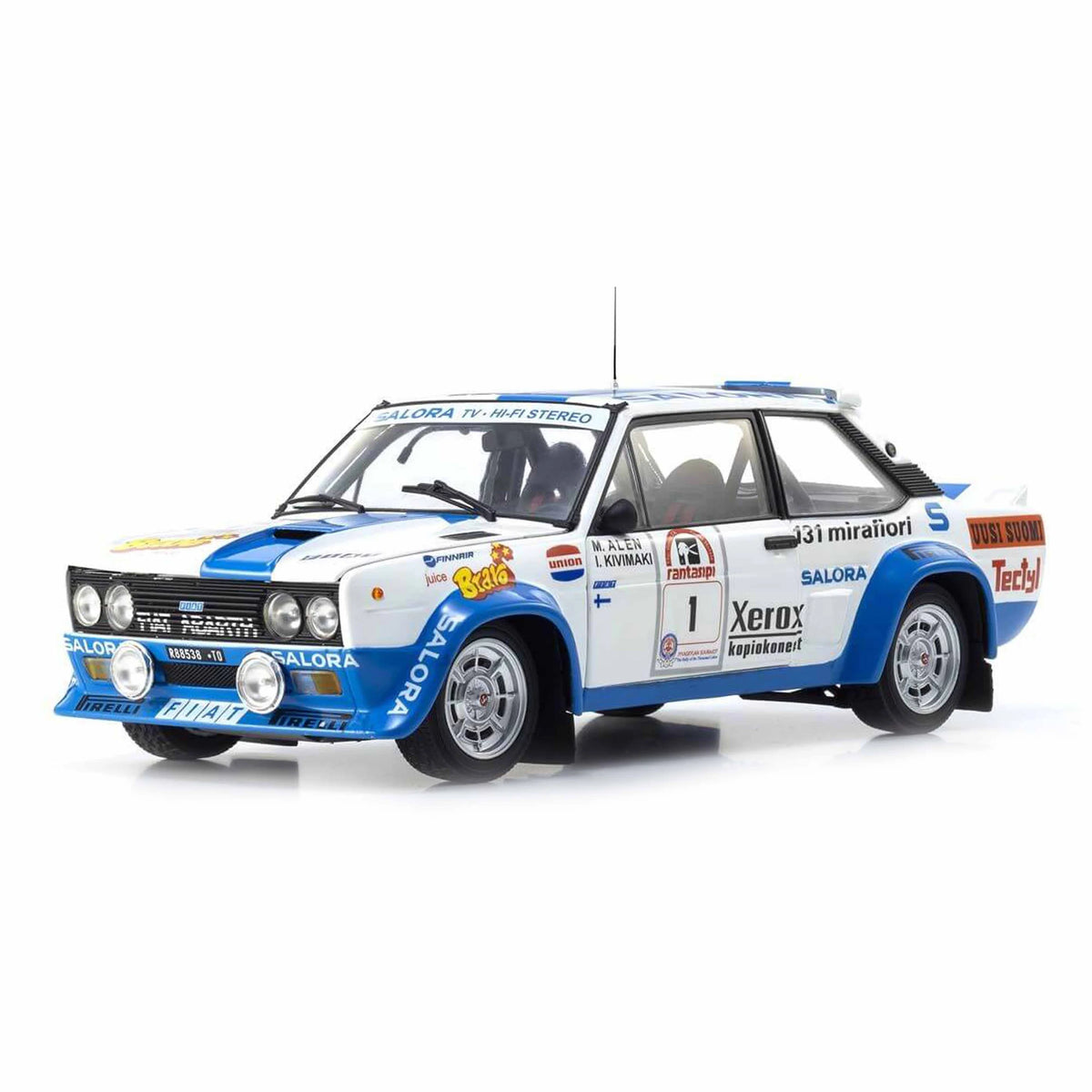 Kyosho Fiat 131 Abarth #1 Winner 1000 Lakes Rally 1980 Alén/Kivimäki 1:18 Model