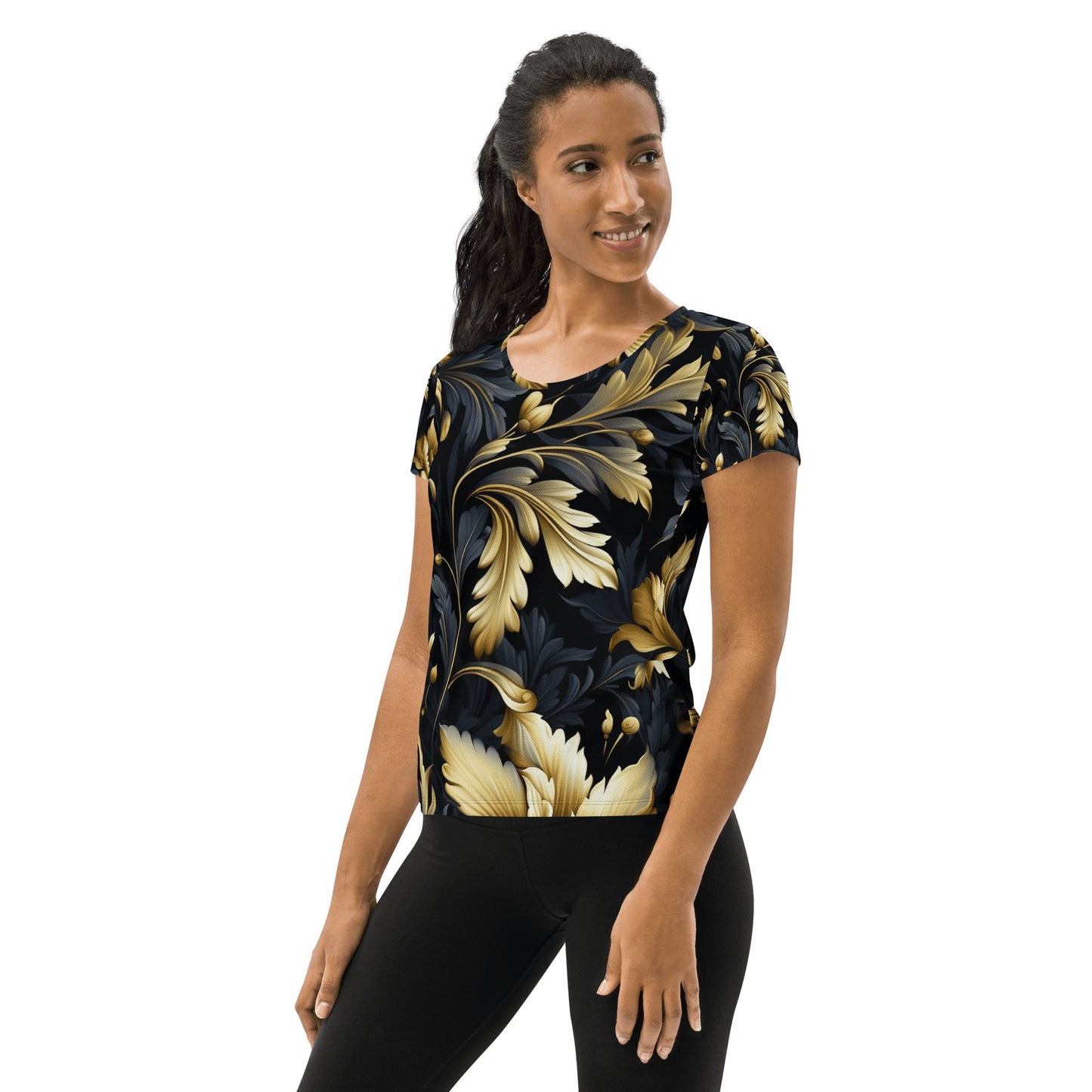 Allover Sport T-Shirt für Damen "Golden Flora" - Artexio