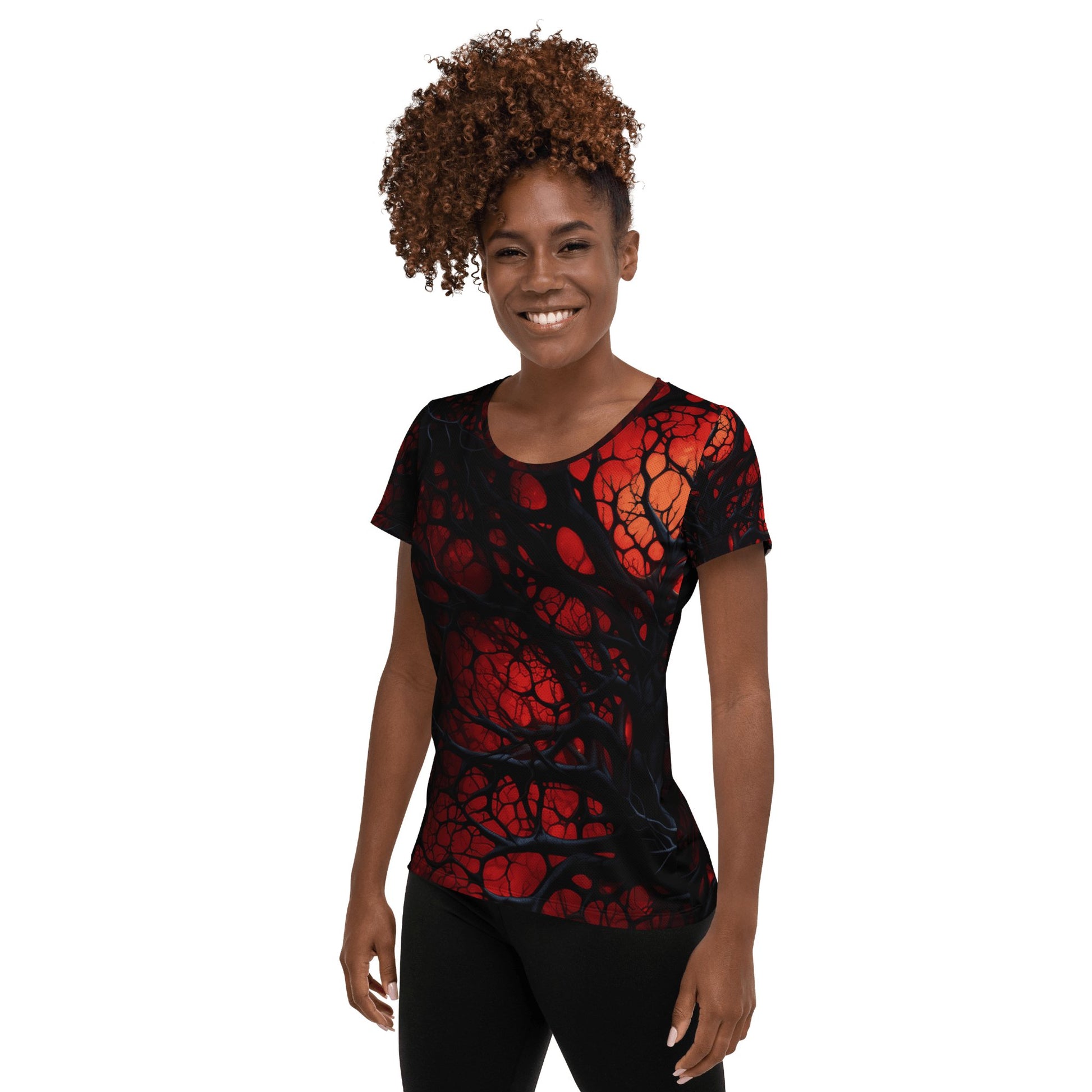 Allover Sport T-Shirt für Damen "Inferno of Shadows" - Artexio