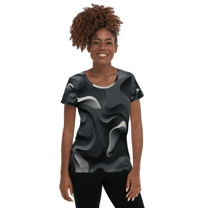 Allover Sport T-Shirt für Damen "Monochrome Flow" - Artexio