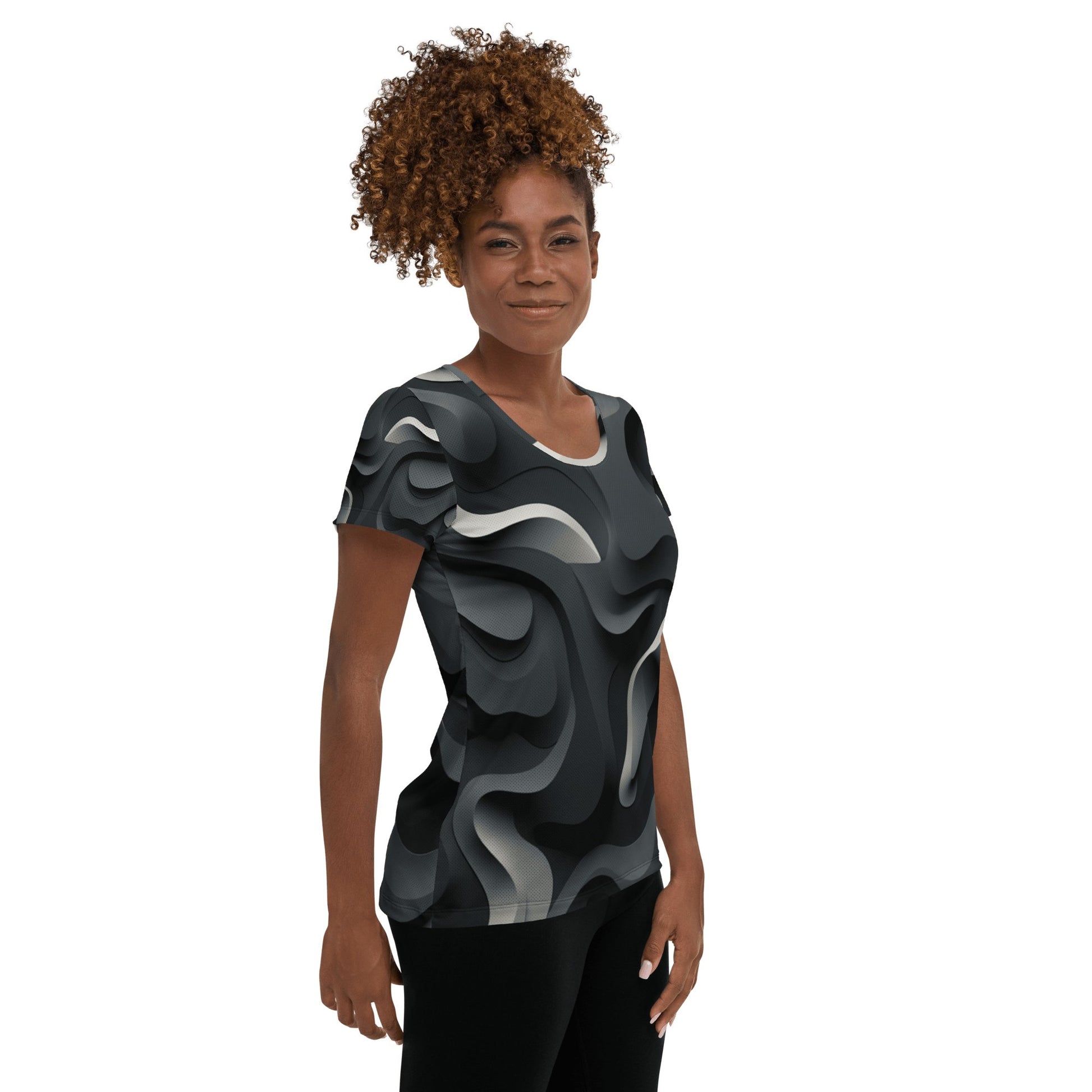 Allover Sport T-Shirt für Damen "Monochrome Flow" - Artexio