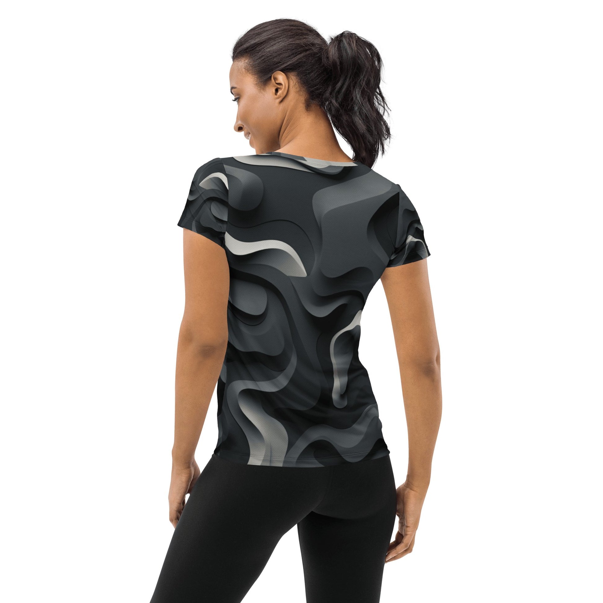 Allover Sport T-Shirt für Damen "Monochrome Flow" - Artexio