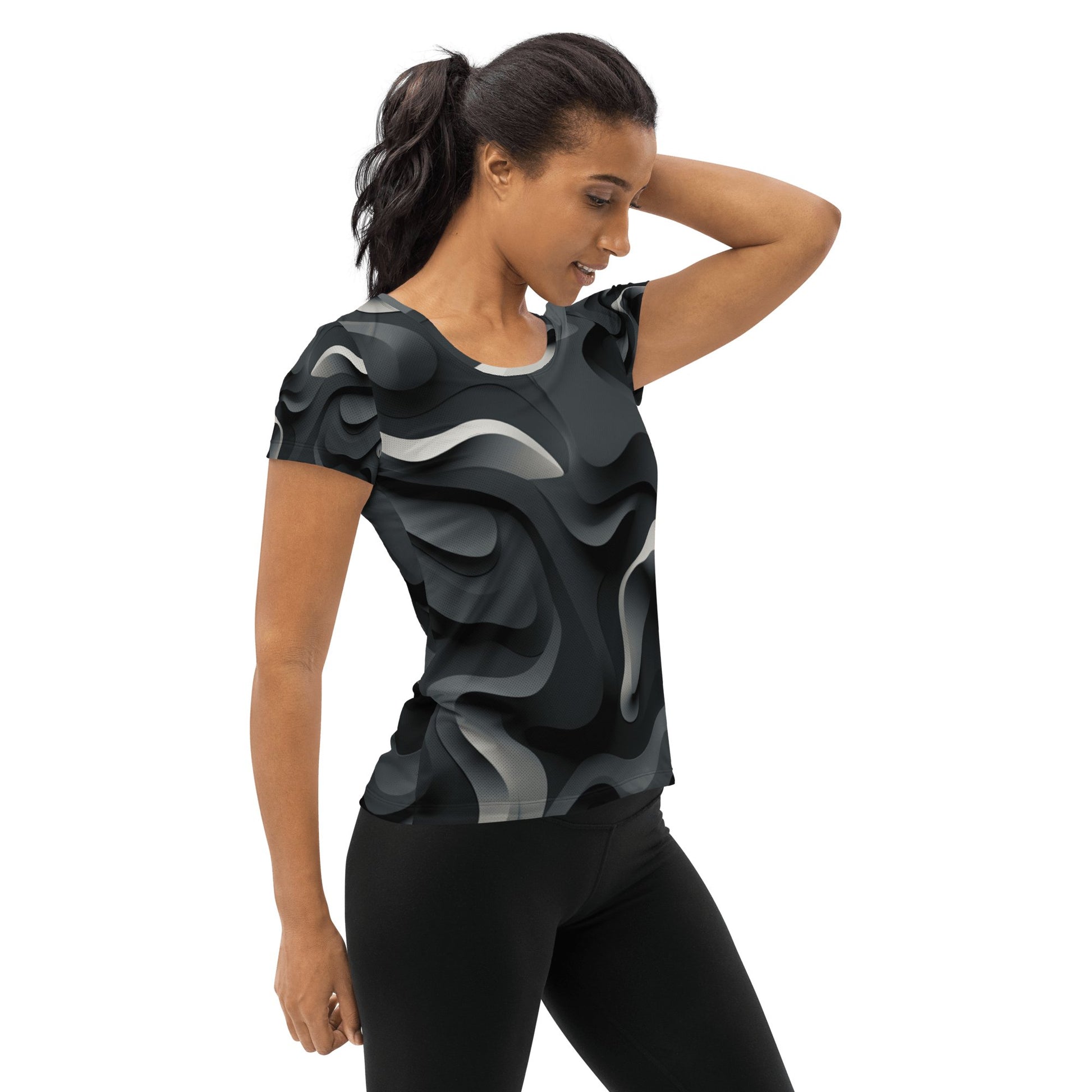 Allover Sport T-Shirt für Damen "Monochrome Flow" - Artexio