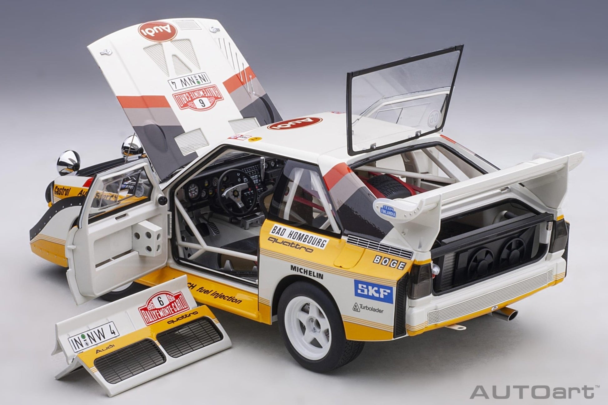 AutoArt Audi Quattro S1 Rally Monte Carlo 1986 H.Mikkola/A.Hertz 6 1:18 Modell