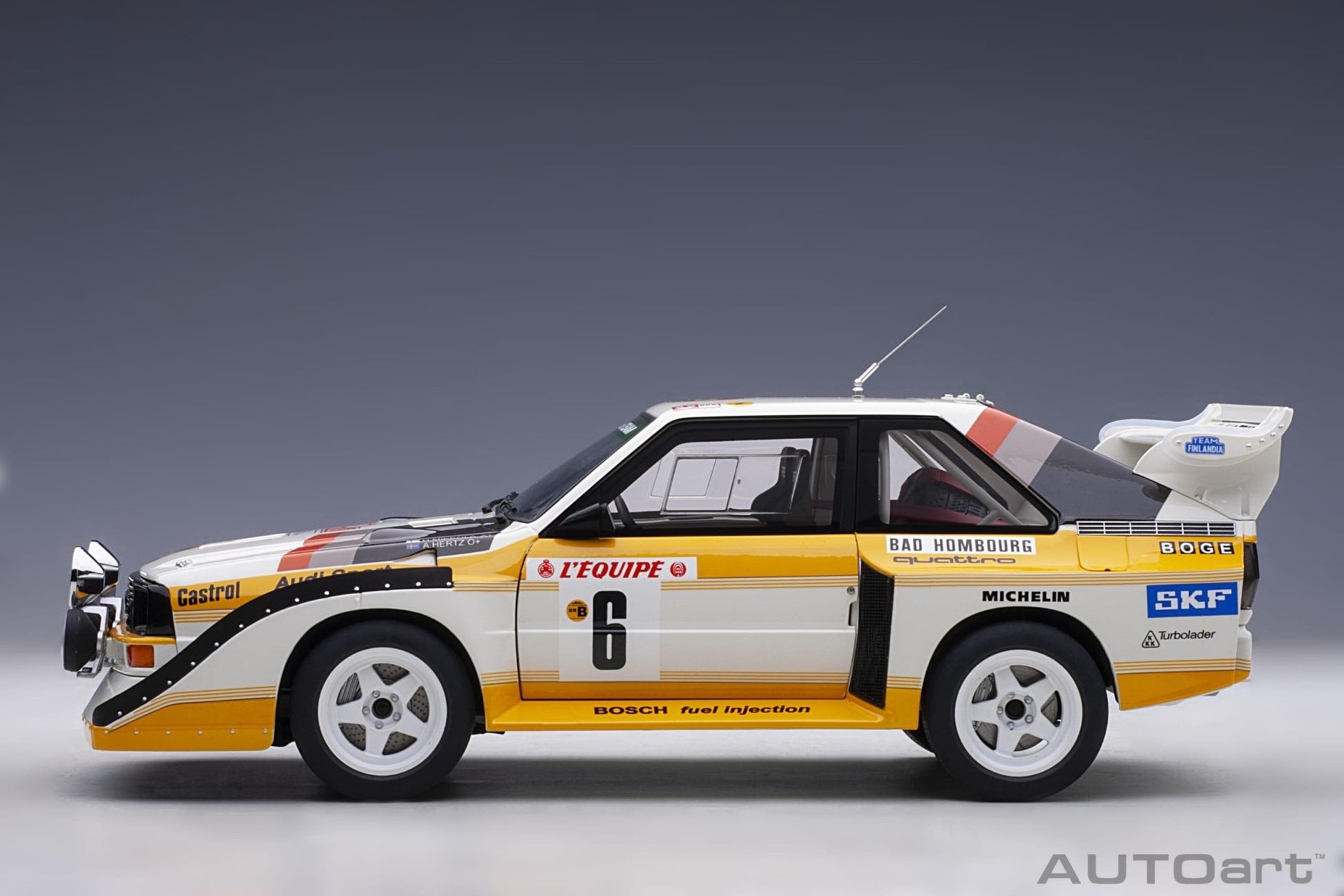 AutoArt Audi Quattro S1 Rally Monte Carlo 1986 H.Mikkola/A.Hertz 6 1:18 Modell