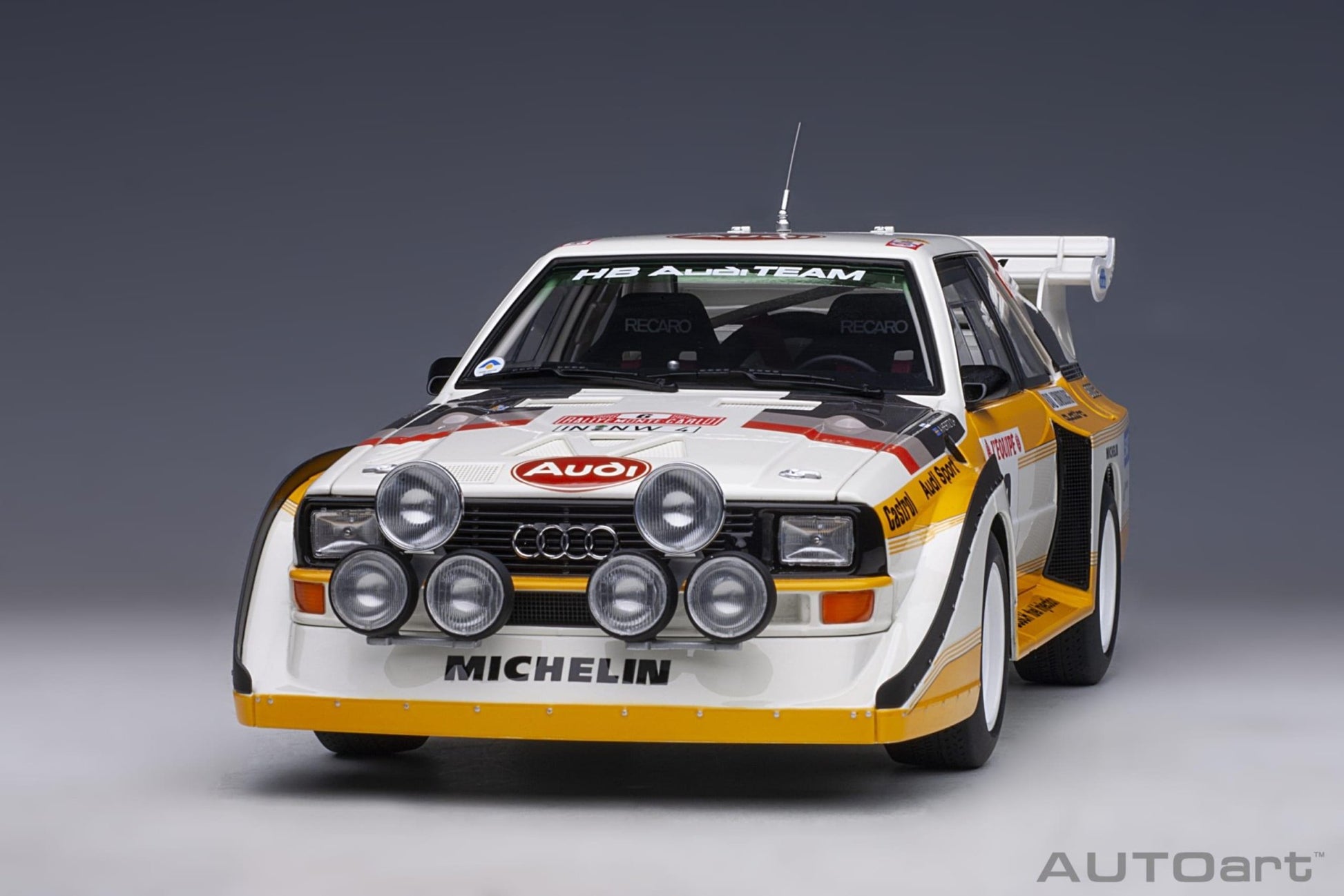 AutoArt Audi Quattro S1 Rally Monte Carlo 1986 H.Mikkola/A.Hertz 6 1:18 Modell