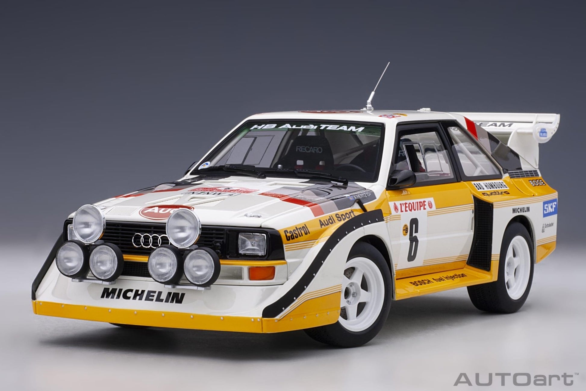 AutoArt Audi Quattro S1 Rally Monte Carlo 1986 H.Mikkola/A.Hertz 6 1:18 Modell