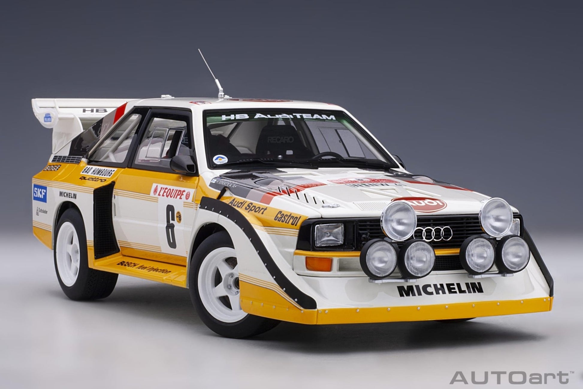 AutoArt Audi Quattro S1 Rally Monte Carlo 1986 H.Mikkola/A.Hertz 6 1:18 Modell