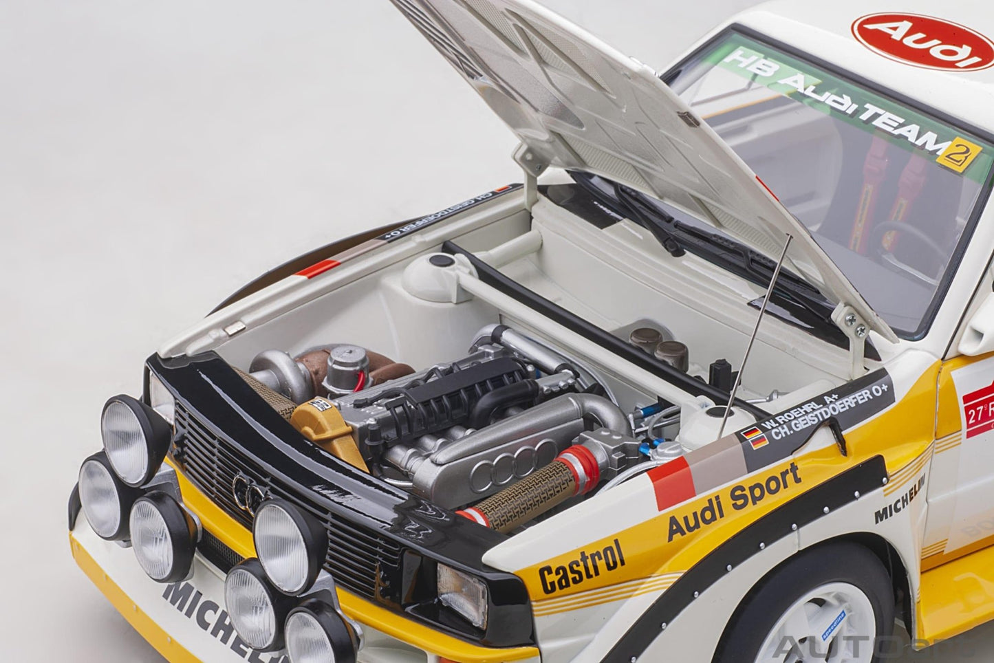 AutoArt Audi Sport Quattro S1 Rally San Remo 1985 Winner W. Röhrl/C. Geistdörfer #5 1:18 Modell - Artexio