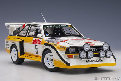 AutoArt Audi Sport Quattro S1 Rally San Remo 1985 Winner W. Röhrl/C. Geistdörfer #5 1:18 Modell - Artexio