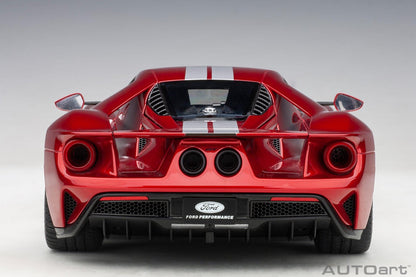 AutoArt Ford GT 2017 - Liquid Red/Silver Stripes 1:18 Modell - Artexio