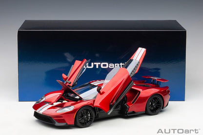 AutoArt Ford GT 2017 - Liquid Red/Silver Stripes 1:18 Modell - Artexio