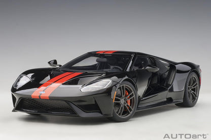 AutoArt Ford GT 2017 - Shadow Black/Orange Stripes 1:18 Modell - Artexio