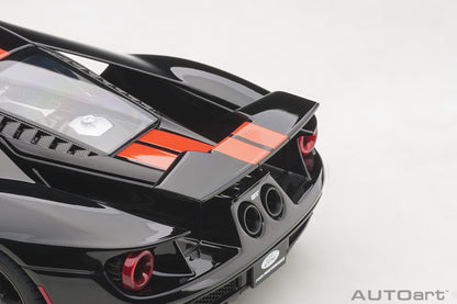 AutoArt Ford GT 2017 - Shadow Black/Orange Stripes 1:18 Modell - Artexio