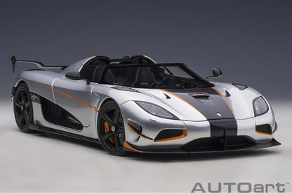 AutoArt Koenigsegg Agera RS - Moon Silver / Carbon with Orange Accents 1:18 Modell - Artexio