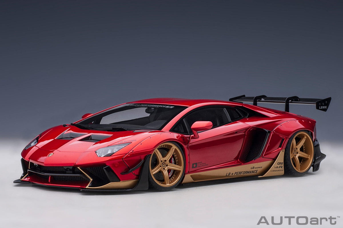 AutoArt Lamborghini Aventador Liberty Walk LB-Works - Hyper Red with Gold accents 1:18 Modell