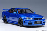 AutoArt Nissan Skyline GT-R (R34) Z - tune - Bayside Blue 1:18 Modell_Artexio
