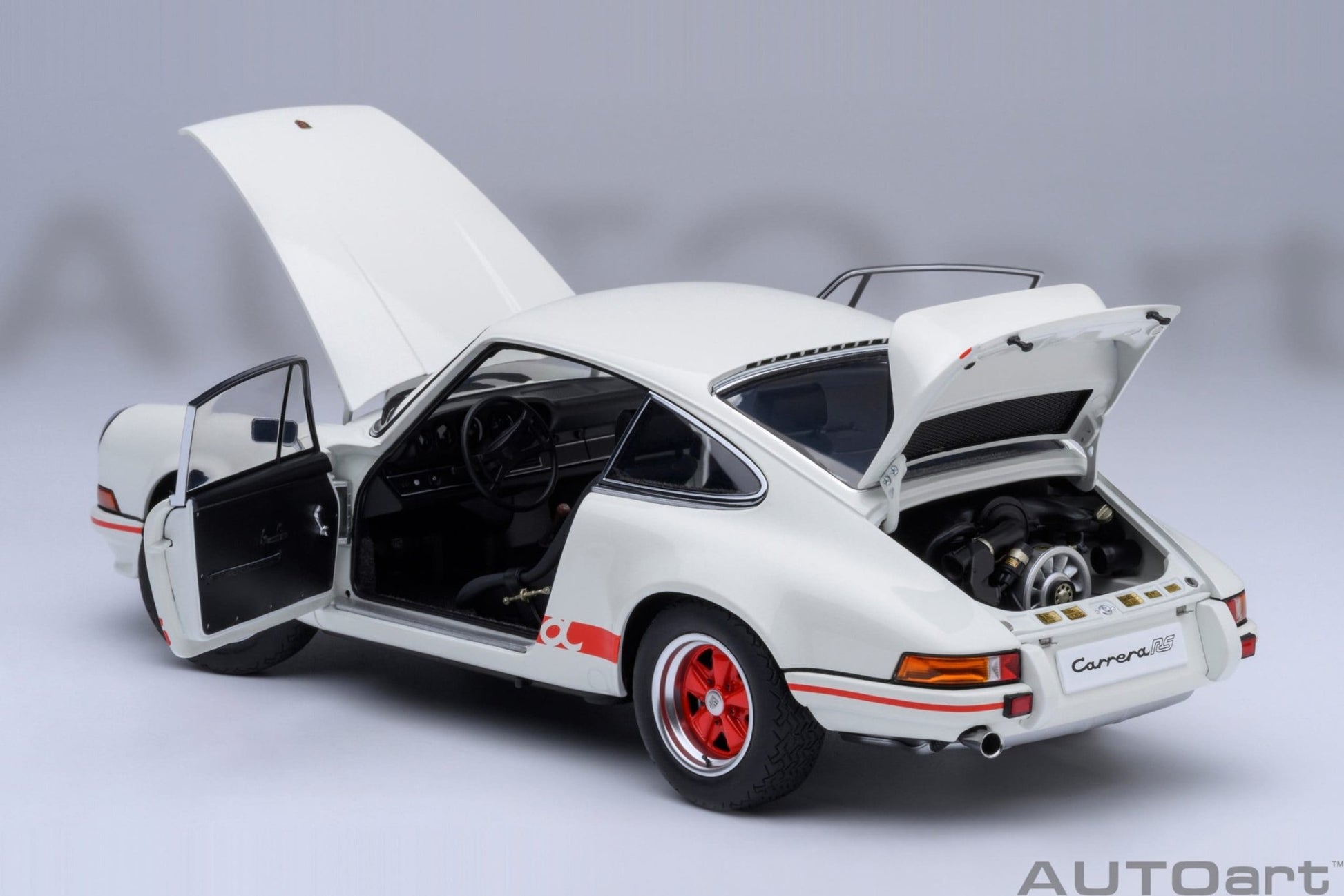 AutoArt Porsche 911 Carrera 2.7 RS Grand Prix White with Red stripes 1:18 Modell