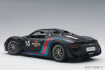 AutoArt Porsche 918 Spyder Weissach Package Matt Black Martini Livery 1:18 Modell