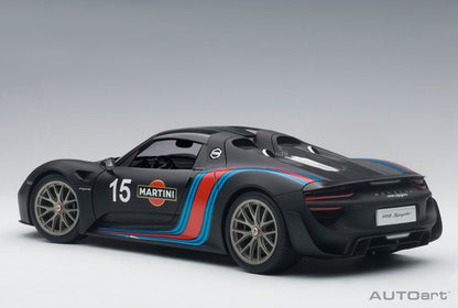 AutoArt Porsche 918 Spyder Weissach Package Matt Black Martini Livery 1:18 Modell