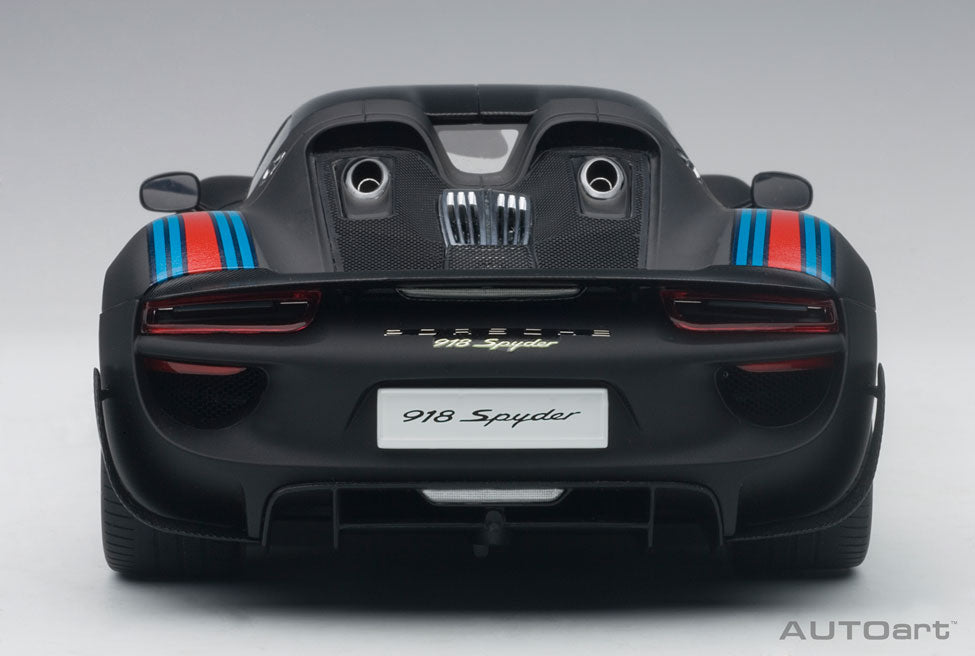 AutoArt Porsche 918 Spyder Weissach Package Matt Black Martini Livery 1:18 Modell