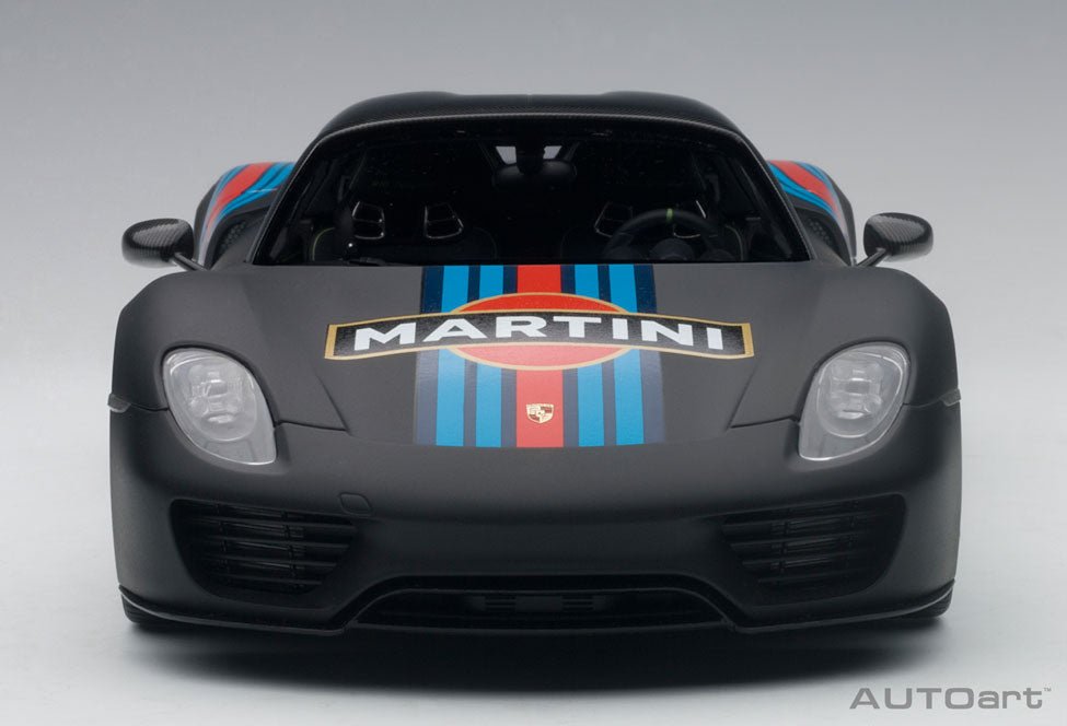 AutoArt Porsche 918 Spyder Weissach Package Matt Black Martini Livery 1:18 Modell