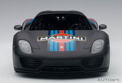 AutoArt Porsche 918 Spyder Weissach Package Matt Black Martini Livery 1:18 Modell